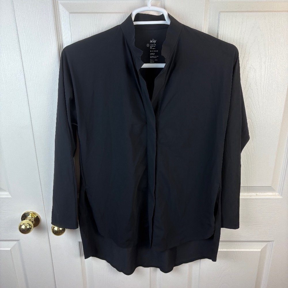 Aday Something Borrowed Button Front Black Long S… - image 1